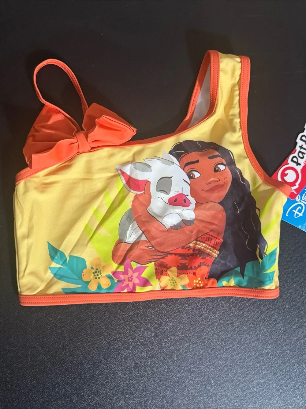 PatPat, Disney Moana and Pua, Girl’s 5Y/6Y, two-piece yellow & orange swimsuit.